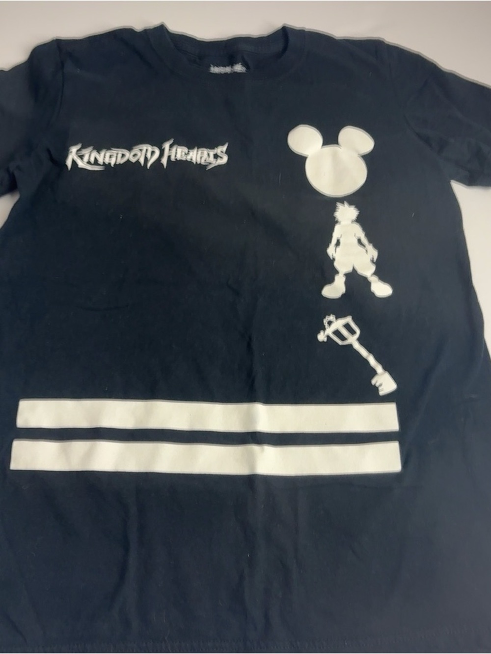 Disney Black Kingdom Hearts Graphic Tee with White Icons - Picture 3 of 4